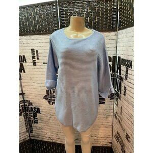 Ellos 10/12 Blue Textured Ribbed 3/4 Raglan Sleeve Sweater